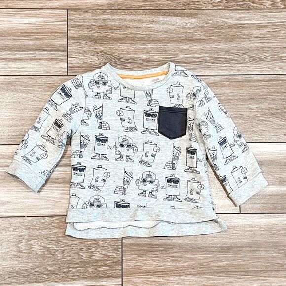 Zara Spray Can Character Sweatshirt, Size 9-12M - Picture 1 of 3